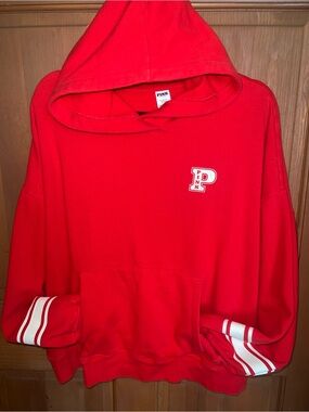 PINK Victoria's Secret Oversized Red Hooded Sweatshirt